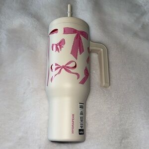HYDRAPEAK Cream 40oz Voyager Tumbler with Pink Bows COQUETTE